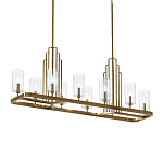 Люстра прямоугольная цвета латунь с прозрачными рифлеными цилиндрическими плафонами Kichler варинант исполнения - 1 | Loft Concept в Кирове
