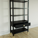 Стеллаж Elsa Dreams Black со стеклянными полками и ящиком варинант исполнения - 3 | Loft Concept в Кирове