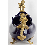 Чаша темно-синяя фарфоровая с бронзовыми ручками в виде ангелов Eden Garden варинант исполнения - 2 | Loft Concept в Кирове