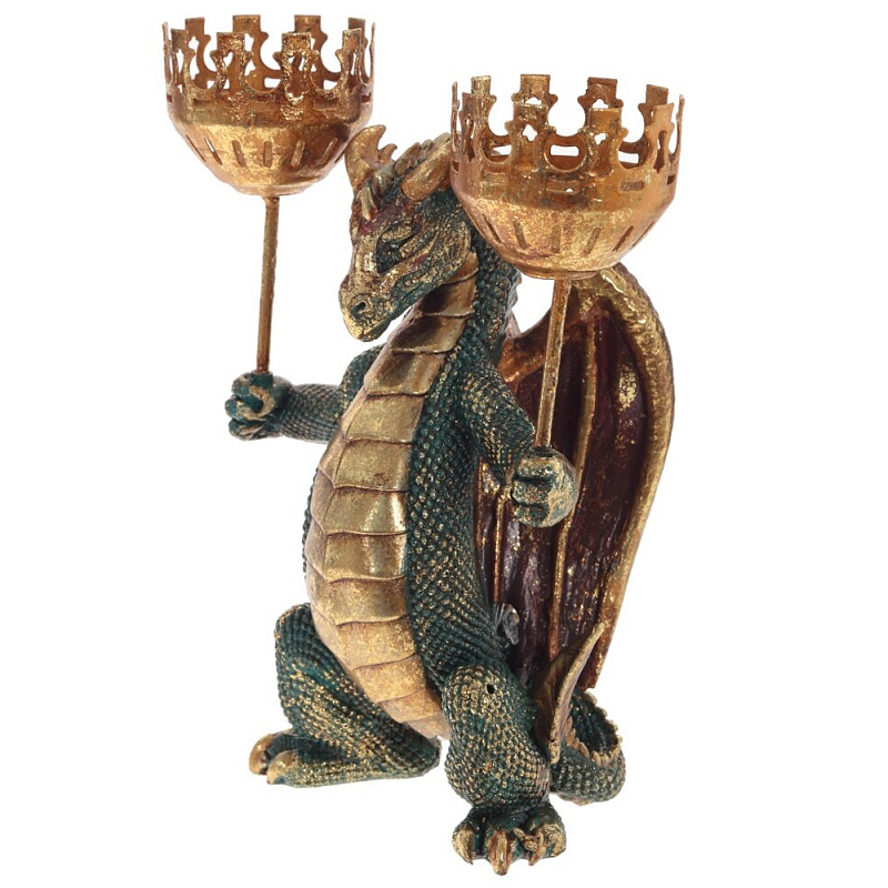 Подсвечник в виде дракона Dragon Candlestick Green Gold Золотой Зеленый Коричневый в Кирове | Loft Concept 