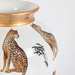 Ваза белая овальная с рисунком леопардов и золотыми акцентами LEOPARD Collection варинант исполнения - 1 | Loft Concept в Кирове