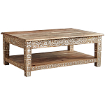 Журнальный стол из массива манго с резьбой Agota Coffee Table варинант исполнения - 1 | Loft Concept в Кирове