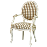 Стул с подлокотниками и круглой спинкой  Checkered Upholstery Chair обивка в клетку варинант исполнения - 1 | Loft Concept в Кирове