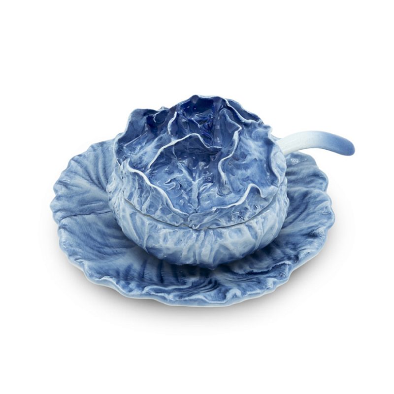 Супница SOUP BOWL CABBAGE SMALL W/PLATE D13 Blue Сапфирово-синий Супница SOUP BOWL CABBAGE SMALL W/PLATE D13 Blue Сапфирово-синий в Кирове | Loft Concept