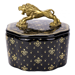 Шкатулка черного цвета с крышкой с фигуркой льва Eden Garden варинант исполнения - 1 | Loft Concept в Кирове