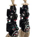 Комплект из 2-х деревянных статуэток Asmat Straw Headdress Statuettes Black Turquoise варинант исполнения - 3 | Loft Concept в Кирове