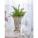 Ваза голубого цвета из фарфора с цветочным рисунком и бронзовой стрекозой Blue Garden варинант исполнения - 5 | Loft Concept в Кирове