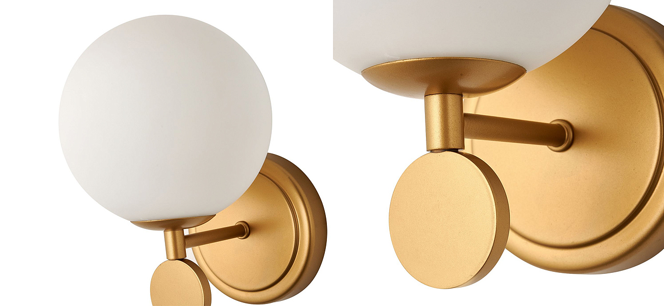 Бра с белым круглым плафоном Glowing Clouds Gold Бра с белым круглым плафоном Glowing Clouds Gold - Loft-Concept в Кирове