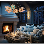 Люстра круглая на золотом каркасе с цветочным декором Miscellaneous herbs варинант исполнения - 6 | Loft Concept в Кирове