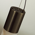 Подвесной светильник вытянутой цилиндрической формы с плафоном из алебастра и металлическими торцами Темная Латунь 100 см Cryptocrystalline Stone варинант исполнения - 6 | Loft Concept в Кирове