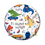 Пуф детский круглый с принтом на 4-х белых ножках Dinosaurs CHILDHOOD варинант исполнения - 2 | Loft Concept в Кирове