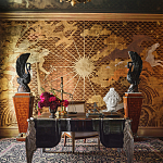 Обои ручная роспись в стиле Арт-деко Deco Dawn Bas Relief on Deep Rich Gold gilded paper варинант исполнения - 1 | Loft Concept в Кирове