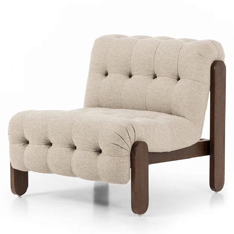 Кресло с деревянным каркасом и обивкой из ткани букле Medieval Furniture Молочный Кресло с деревянным каркасом и обивкой из ткани букле Medieval Furniture Молочный в Кирове | Loft Concept