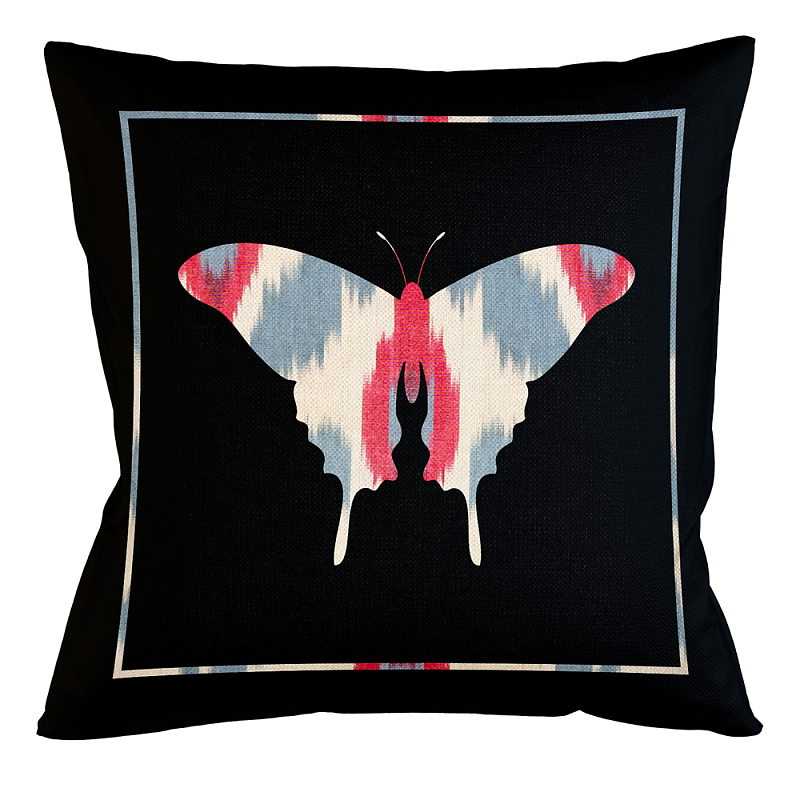 Подушка декоративная бабочка с узором красного и серого цвета Ikat Pattern Синий Бежевый Черный Зеленый Подушка декоративная бабочка с узором красного и серого цвета Ikat Pattern Синий Бежевый Черный Зеленый в Кирове | Loft Concept