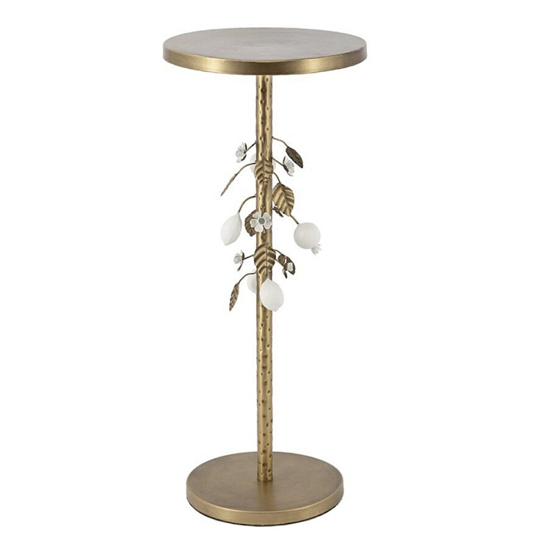 Столик золотистый с цветочной композицией на основании Forest Fairy Tale Золотой Белый в Кирове | Loft Concept 