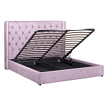 Кровать двуспальная фиолетовая с основанием из массива дерева с мягким изголовьем Velour Beds варинант исполнения - 2 | Loft Concept в Кирове