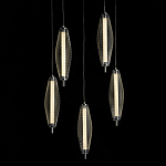 Люстра круглая каскадня с 5-ю плафонами из металлической сетки Mesh Lampshade Lighting варинант исполнения - 3 | Loft Concept в Кирове