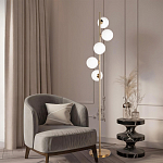 Торшер на золотом основании с 5-ю белыми шарообразными плафонами Bubble варинант исполнения - 4 | Loft Concept в Кирове