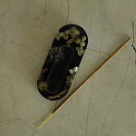 Подставка под благовония из эпоксидной смолы с цветами черная Epoxy Resin Flowers Incense Oval Stand Black варинант исполнения - 3 | Loft Concept в Кирове