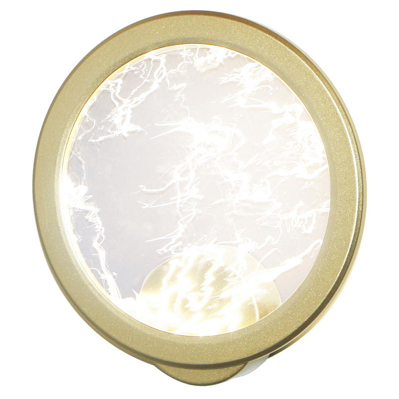 Светодиодное бра круглой формы с металлической рамой золотого цвета Marble Glow матовое золото Белый Светодиодное бра круглой формы с металлической рамой золотого цвета Marble Glow матовое золото Белый в Кирове | Loft Concept