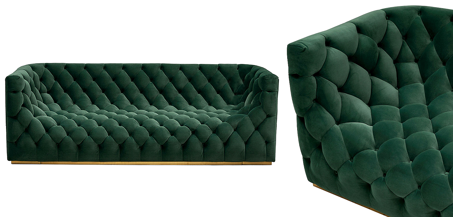 Диван велюровый Arwen Green Sofa Зелёный Диван велюровый Arwen Green Sofa Зелёный - Loft-Concept в Кирове