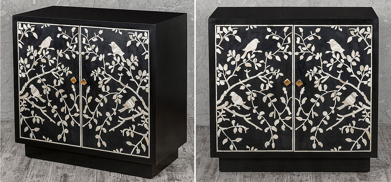 Комод инкрустация костью White bird on black Комод инкрустация костью White bird on black - Loft-Concept в Кирове