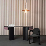 Дизайнерский письменный стол овальной формы с 2-мя выдвижными ящиками по бокам Parsec варинант исполнения - 1 | Loft Concept в Кирове