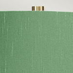 Настольная лампа с белым фигурным основанием на латунном основании и зеленым тканевым конусным абажуром Elstead Lighting варинант исполнения - 2 | Loft Concept в Кирове