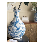 Ваза с мотивами цветущего сада с попугаями Blue Vase Inspired by Nature варинант исполнения - 6 | Loft Concept в Кирове