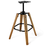 Барный стул со спинкой и металлической подставкой на 4-х деревянных ножках Зеленый Велюр Vendramin Chair варинант исполнения - 4 | Loft Concept в Кирове