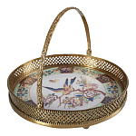 Блюдо фарфоровое с бронзовой ручкой Paradise Dish with Handle варинант исполнения - 1 | Loft Concept в Кирове