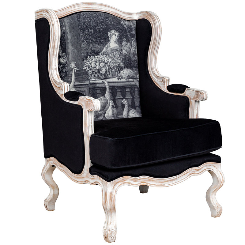 Кресло Vincennes Armchair Черно-белый Белый винтажная патина Кресло Vincennes Armchair Черно-белый Белый винтажная патина в Кирове | Loft Concept