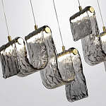 Подвесной светильник линейный с плафонами волнистой формы из фактурного стекла Big Wave варинант исполнения - 5 | Loft Concept в Кирове