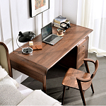 Стол рабочий округлой формы с 3-мя ящиками  Working Moonnut Table варинант исполнения - 6 | Loft Concept в Кирове