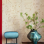 Обои с вышивкой ручной работы Glyph Original colourway on wool sateen варинант исполнения - 2 | Loft Concept в Кирове