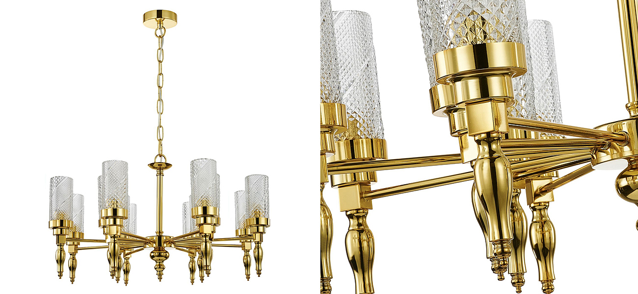 Люстра золотого цвета Balusters D70 см Люстра золотого цвета Balusters D70 см - Loft-Concept в Кирове