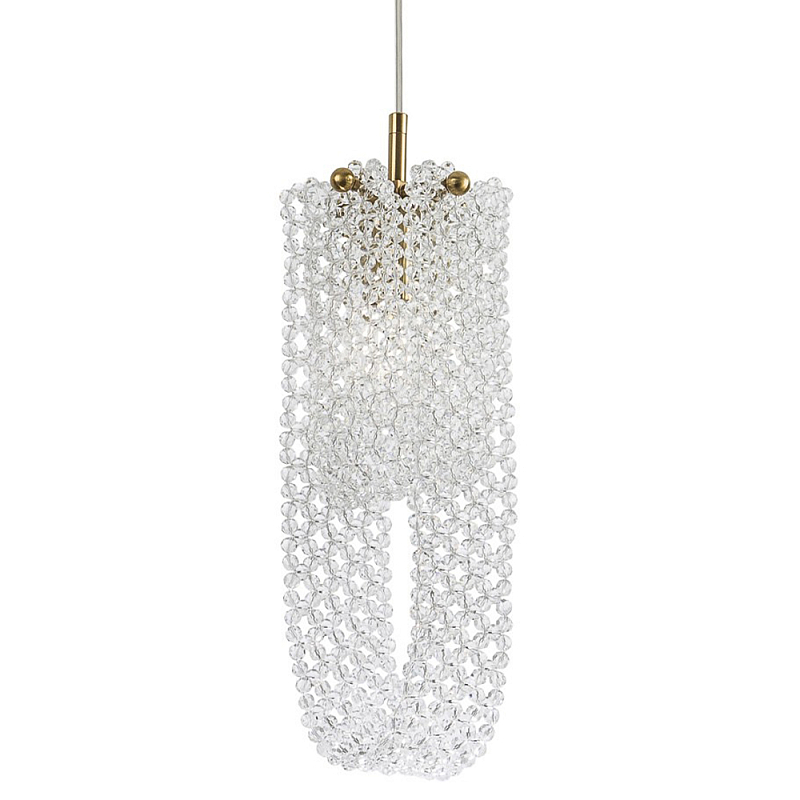 Подвесной светильник с хрустальными подвесками Godard Crystal Hanging Lamp Прозрачный Латунь Подвесной светильник с хрустальными подвесками Godard Crystal Hanging Lamp Прозрачный Латунь в Кирове | Loft Concept