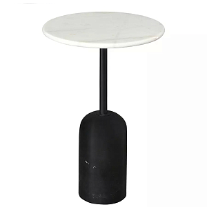 Кофейный столик с белой мраморной столешницей на черном основании Tall Coffee Black and White Table