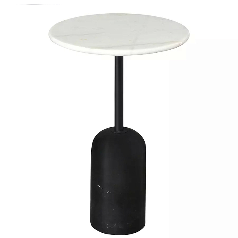 Кофейный столик с белой мраморной столешницей на черном основании Tall Coffee Black and White Table Белый Черный Кофейный столик с белой мраморной столешницей на черном основании Tall Coffee Black and White Table Белый Черный в Кирове | Loft Concept