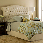 Кровать двуспальная бежевая с основанием из массива дуба с мягким изголовьем Flax Beds варинант исполнения - 1 | Loft Concept в Кирове