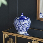 Ваза округлой формы с синей росписью и цветочным узором Blue & White Ornament варинант исполнения - 5 | Loft Concept в Кирове