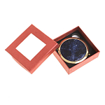 Зеркало карманное круглое двухстороннее из натурального камня Содалит в подарочной упаковке Gold Stone Mirrors варинант исполнения - 3 | Loft Concept в Кирове