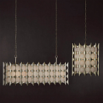 Люстра овальной формы с фактурным серебряным каркасом и тканевым абажуром Silver Honeycomb варинант исполнения - 5 | Loft Concept в Кирове