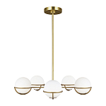 Люстра с 5-ю белыми шарообразными плафонами в сферические каркасах Feiss варинант исполнения - 2 | Loft Concept в Кирове