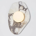 Бра с каменным основанием и плафоном из стекла в форме шара Shaw Marble Lighting варинант исполнения - 1 | Loft Concept в Кирове