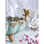 Чаша из голубого фарфора на бронзовых ножках с рисунком цветов и фигурками стрекоз Blue Garden варинант исполнения - 6 | Loft Concept в Кирове