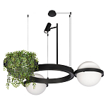 Подвесной светильник с 2-мя шарообразными плафонами и цилиндрическим спотом Light of Еyes варинант исполнения - 6 | Loft Concept в Кирове