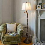 Торшер классического стиля цвета темная бронза с бежевым льяным абажуром Feiss варинант исполнения - 2 | Loft Concept в Кирове