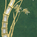 Обои ручная роспись Bamboo Golden on Edo Green India tea paper варинант исполнения - 2 | Loft Concept в Кирове