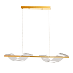 Люстра линейная золотистого цвета с двумя прозрачными волнистыми элементами Wave Line варинант исполнения - 2 | Loft Concept в Кирове